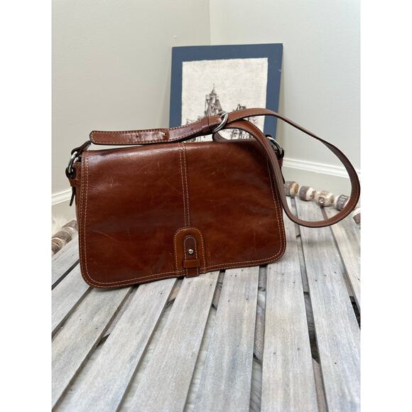 Vintage Giani Bernini Brown Leather Crossbody Purse Bag - Picture 2 of 9